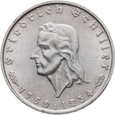 купить Германия, Третий рейх 2 рейхсмарки (reichsmark) 1934 "175 лет со дня рождения Фридриха Шиллера"