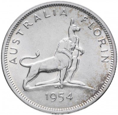 Купить Австралия 1 флорин 1954 "Визит королевы Елизаветы II в Австралию"