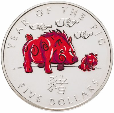 купить Соломоновы острова 5 долларов 2007 UNC "Китайский гороскоп - Год свиньи"