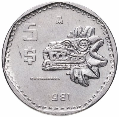 Купить Мексика 5 песо (pesos) 1981