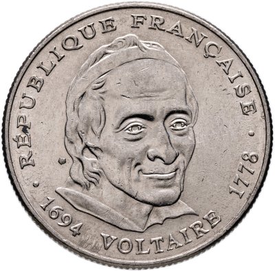 купить Франция 5 франков (francs) 1994 "300 лет со дня рождения Вольтера"