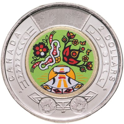 купить Канада 2 доллара 2023 "День коренных жителей Канады" цветное покрытие