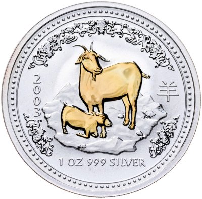 купить Австралия 1 доллар 2003 "Восточный календарь - год Козы" с позолотой
