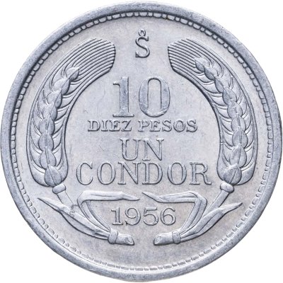 купить Чили 10 песо (pesos) 1956