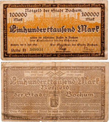купить Германия, Нотгельд, Бохум 100000 марок 1923