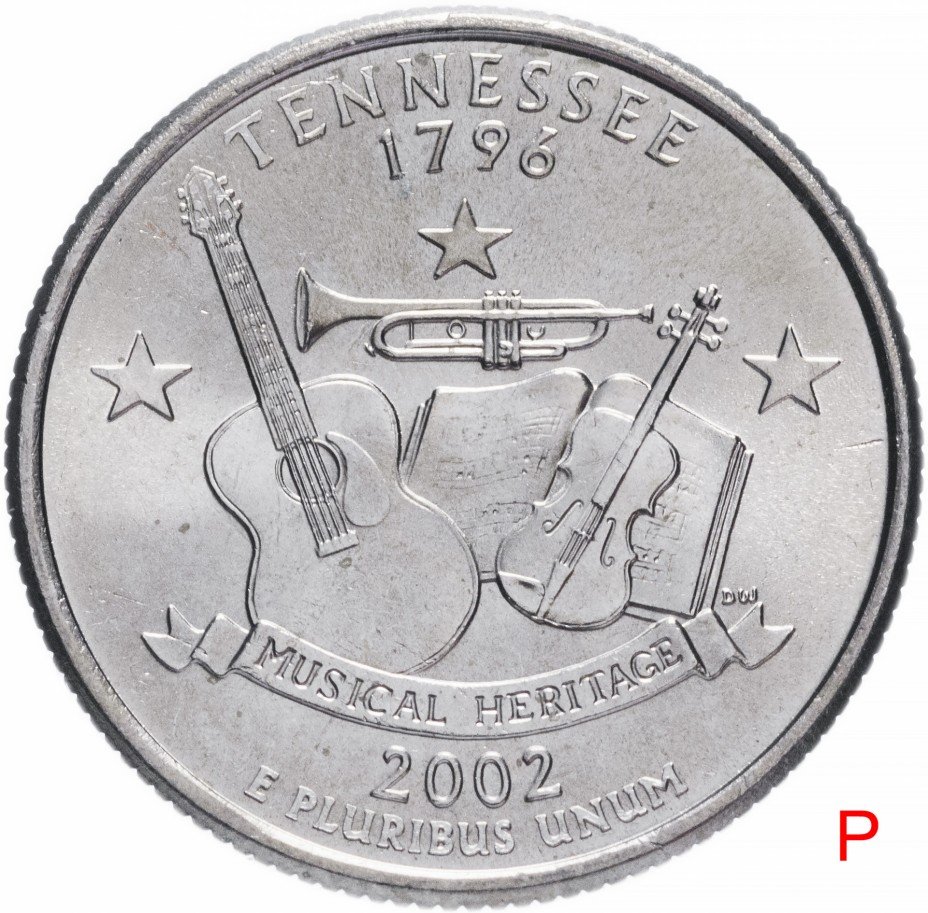 купить США 1/4 доллара (квотер, 25 центов) 2002 P "Штат Теннесси"