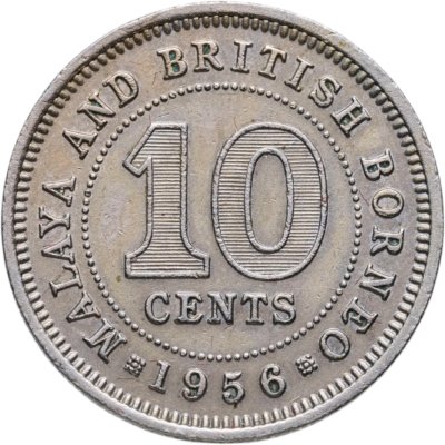 купить Малайя и Британское Борнео 10 центов (cents) 1956
