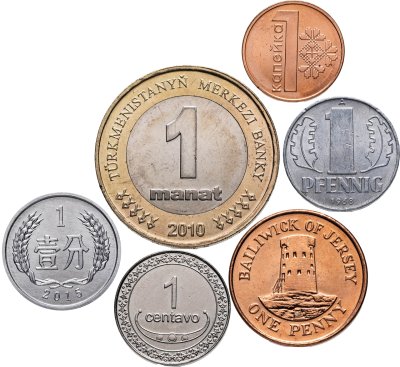 купить Набор из 6 монет разных стран 1968-2016 (с номиналом 1 )