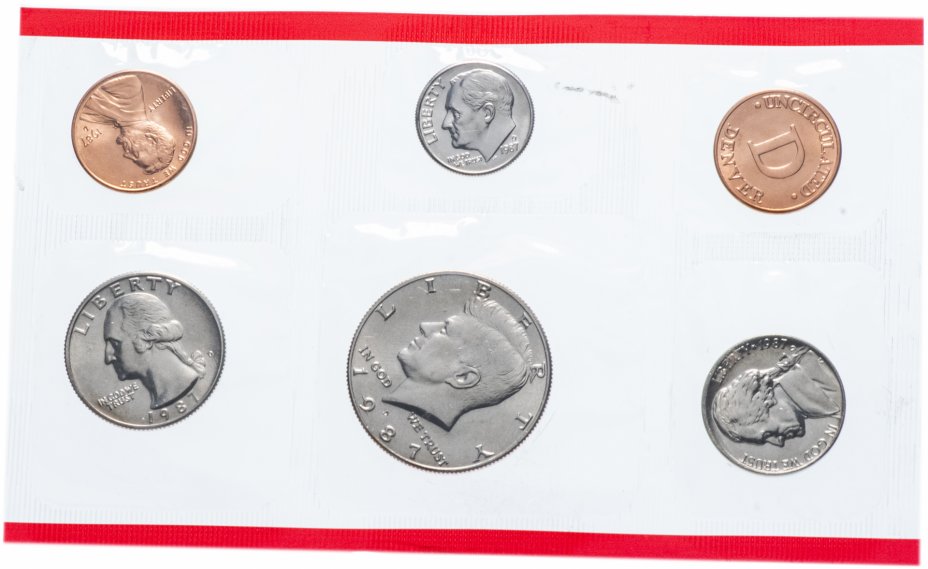 купить США годовой набор 1987 D (5 монет + жетон)