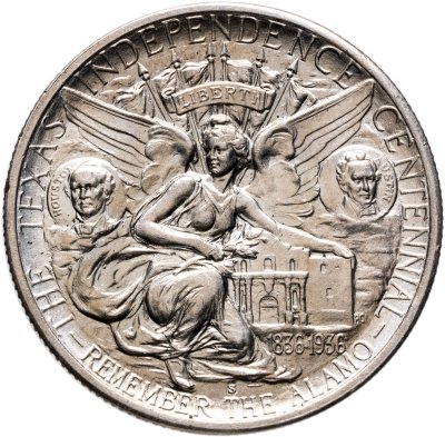 купить США 50 центов (1/2 доллара, half dollar) 1937 "100 лет штату Техас", знак монетного двора: "S" - Сан-Франциско