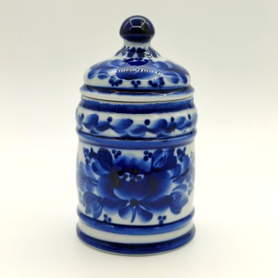 купить Банка (ёмкость для хранения сыпучих продуктов), украшенная цветочным декором, фарфор, роспись, Россия, 1991-2015 гг.