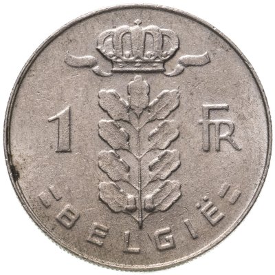 купить Бельгия 1 франк (franc) 1977 надпись на голландском - 'BELGIE'