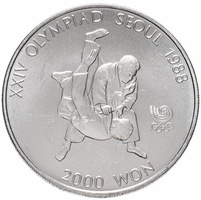 купить Южная Корея 2000 вон 1987 "XXIV летние Олимпийские Игры, Сеул 1988 - Дзюдо"