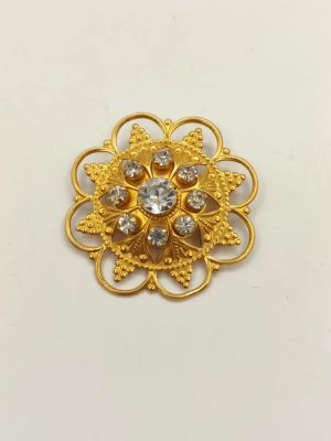 купить Брошь ажурная со вставками в виде цветка, металл, стекло, СССР, 1970-1990 гг.