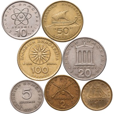 купить Греция набор 7 монет 1976-1994 гг.