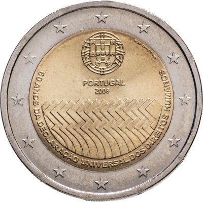 купить Португалия 2 евро (euro) 2008 "60 лет Всеобщей декларации прав человека"
