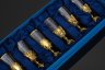 Купить Набор лафитников на фигурных ножках с цветочным декором в кофре на 6 персон, хрусталь, бронза, золочение, Российская Федерация, 2010-2015 гг.