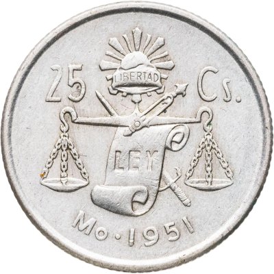 купить Мексика 25 сентаво (centavos) 1951