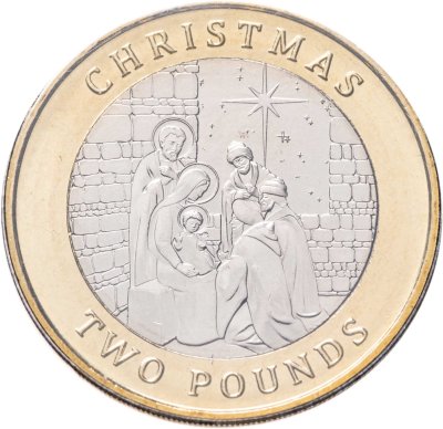купить Гибралтар 2 фунта (pounds) 2022 "Рождество" в коинкарте