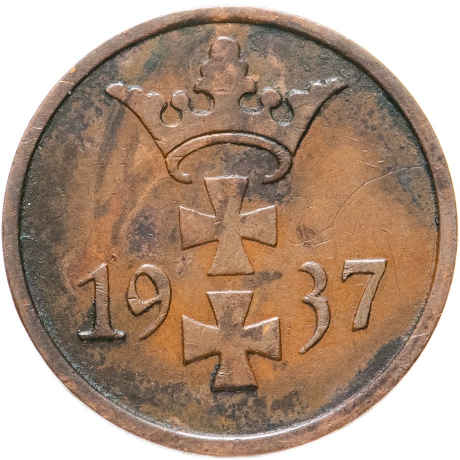 Монета данциг 1 пфенниг (pfennig) 1937 стоимостью 792 руб.
