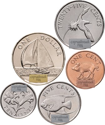 купить Бермудские острова набор из 5 монет 1999-2009 (1 , 5, 10 и 25 центов 1 доллар), случайная дата