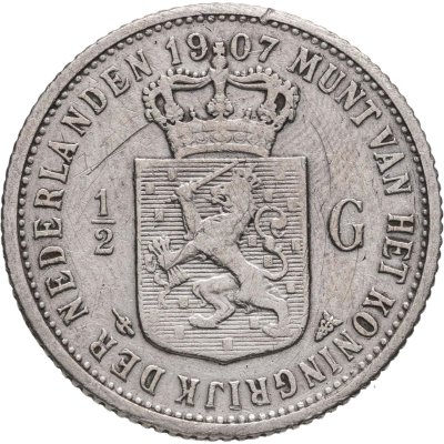 купить Нидерланды 1\2 гульдена 1907 Королева Вильгельмина