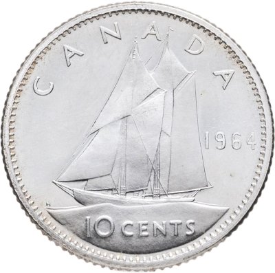 купить Канада 10 центов (cents) 1964