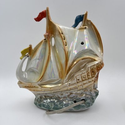 купить Ночник (светильник) "Корабль", фаянс, роспись, люстр, ГДР, 1960-1980 гг.