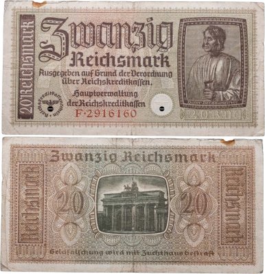купить Германия 20 рейхсмарок 1940-1945 Немецкие оккупационные территории