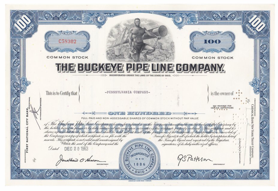 купить Акция США THE BUCKEYE PIPE LINE COMPANY. ( ohio) 1956-1963 гг.