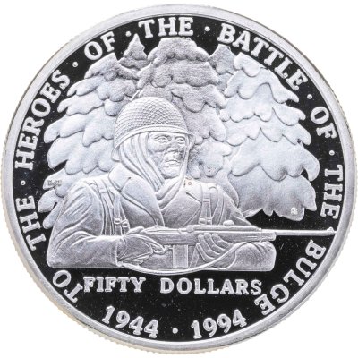 купить Маршалловы острова 50 долларов 1994 "Героям Арденнской операции"