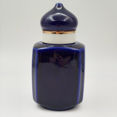 купить Чайница с крышкой куполообразной формы, фарфор, крытье кобальтом, Дмитровский фарфоровый завод (ДФЗ Вербилки), СССР, 1966-1992 гг.