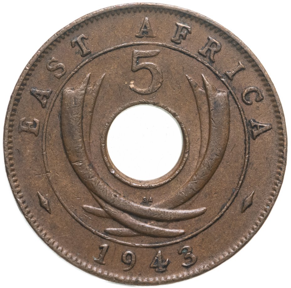 купить Британская Восточная Африка 5 центов (cents) 1943