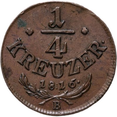 купить Австрия 1/4 крейцера 1816, знак монетного двора "B" - Кремница