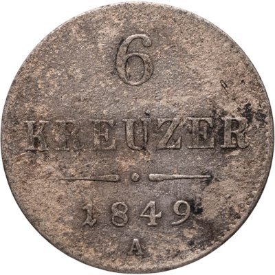купить Австрия 6 крейцеров (kreuzer) 1849, знак монетного двора "A" - Вена