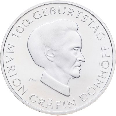 купить Германия 10 евро (euro) 2009 J "100 лет со дня рождения графини Марион Дёнхофф"