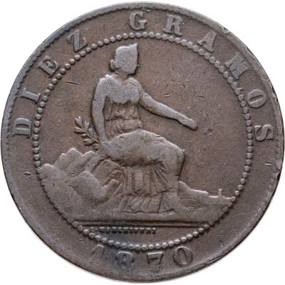 купить Испания 10 сентимо (centimos) 1870