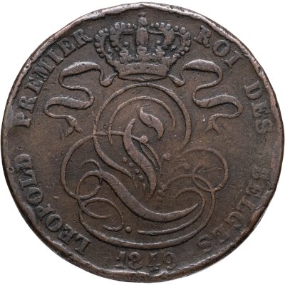 купить Бельгия 5 сантимов (centimes) 1849 Авторская метка с точкой