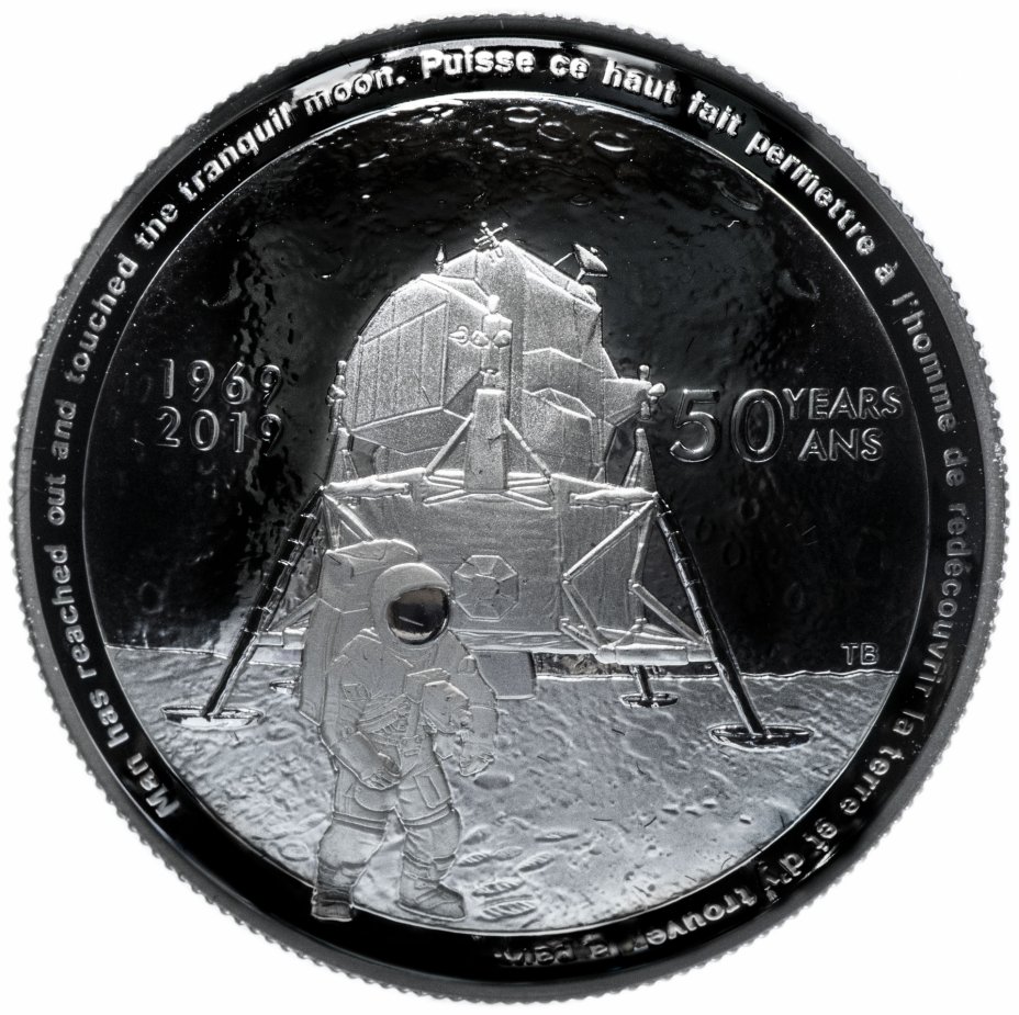 купить Канада 25 долларов 2019 "50 лет высадки на луну" в футляре, с сертификатом