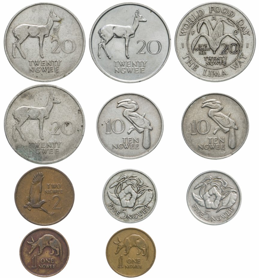купить Замбия набор из 11 монет 1968-1988