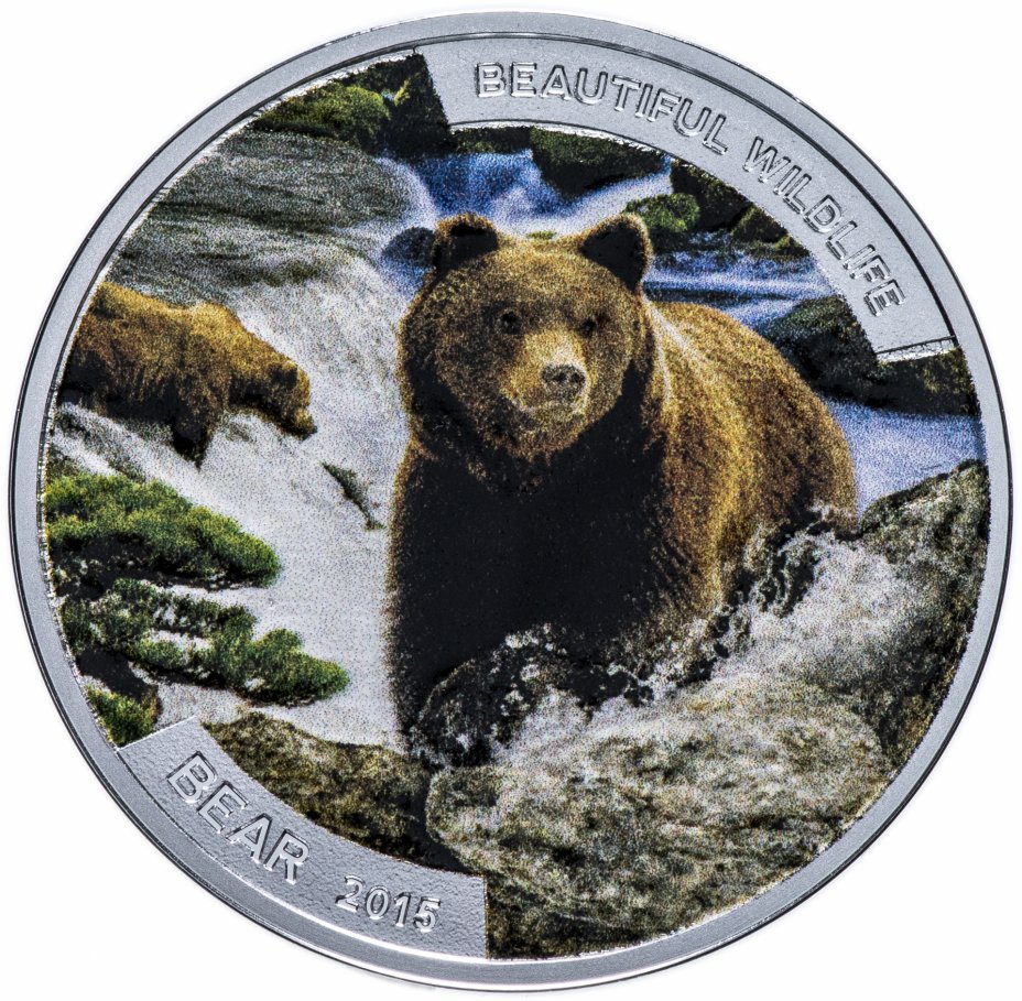 купить Ниуэ 1 доллар 2015 "Медведь" в подарочном футляре с сертификатом