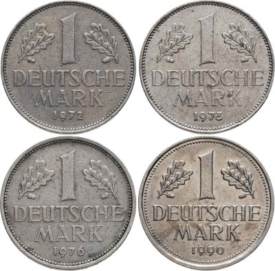 купить Германия (ФРГ) набор из 4 монет 1 марка 1972-1990