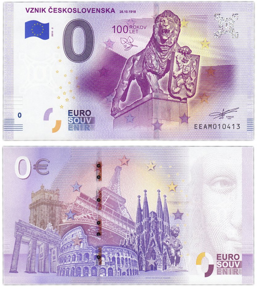 купить 0 евро (euro) «Создание Чехословакии» 2018 (NEW)