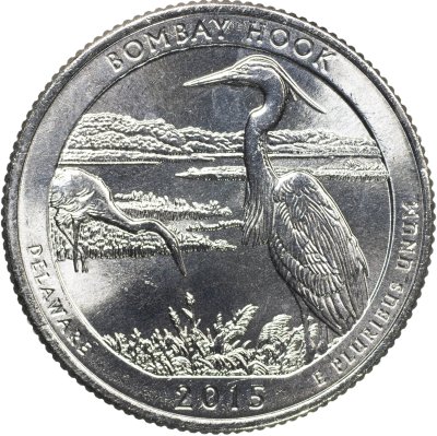 купить США 25 центов [Квотер] 2015 D [KM#600] "Национальное убежище дикой природы Бомбай-Хук - Bombay Hook [Delaware]"