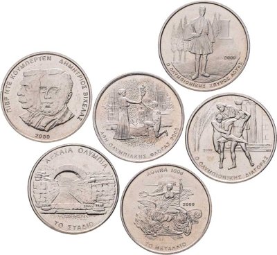 купить Греция, полный комплект из 6 юбилейных монет 500 драхм 2000 г. XXVIII летние Олимпийские Игры Афины-2004