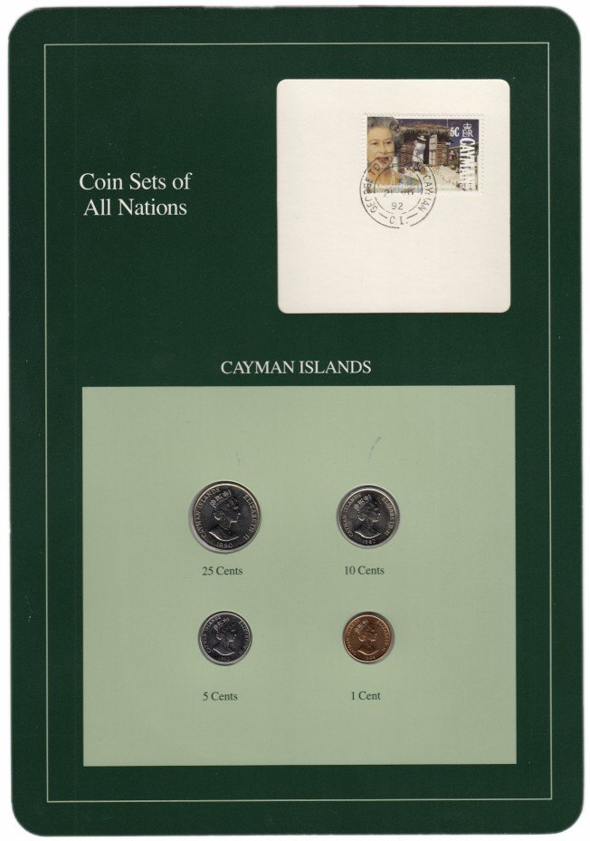 купить Серия "Наборы монет всех стран мира" - Каймановы острова (набор из 4 монет и 1 марки в буклете)