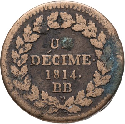 купить Франция 1 десим 1814 Наполеон Бонапарт