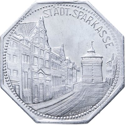 купить Германия (Нюрнберг) нотгельд 20 пфеннигов 1921 "Муниципальный сберегательный банк" трамвайный жетон