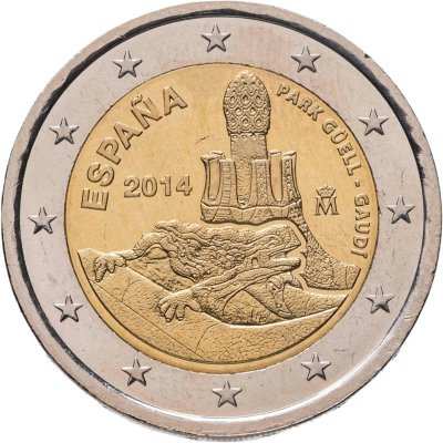 купить Испания 2 евро 2014 "Всемирное наследие ЮНЕСКО: Парк Гуэль в Барселоне"