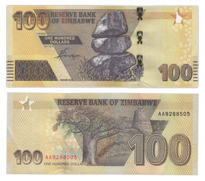 купить Зимбабве - 100 долларов 2022 "Дерево, Руины Великого Зимбабве" серия АА, Рick - W106